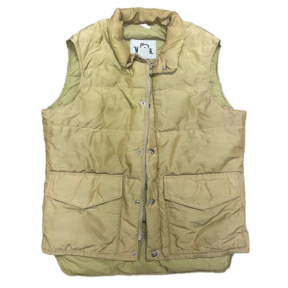 Woolrich Vintage Puffer Tan Down Filled Vest Size Medium USA‎ Pockets